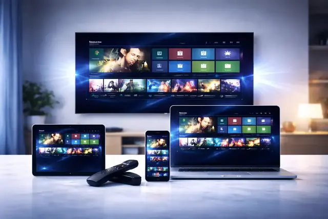 SmixIPTV streaming on a smart TV, tablet, laptop and phone at once