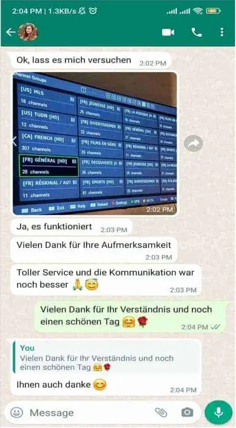 SmixIPTV customer review on WhatsApp 1